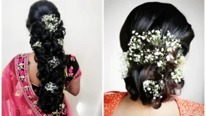 Open Hair Bridal Hairstyle with Floral Tiara